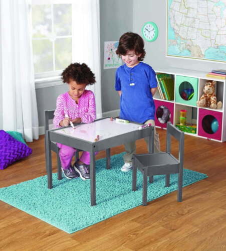 Your Zone Child 3-Piece Table and Chairs Set, in Grey Age Group 1 to 5 Years Old - Picture 4 of 6