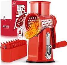 Rotary Cheese Grater w/Handle &5 Blades, Round Slicer & Vegetable Grater
