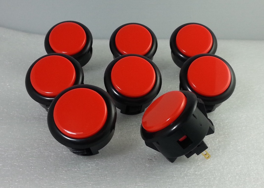 Japan Sanwa Buttons Mix Black Vermilion x 8 pcs Video Game Arcade