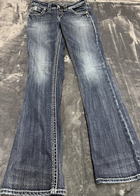 Silver Company Jeans Women's Suki Slim Bootcut 26X33 Medium Wash Country Horses