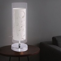 Tischlampe Tischleuchte Nachttischlampe Metall Glas Klar Luftblasen E14 H 34Cm