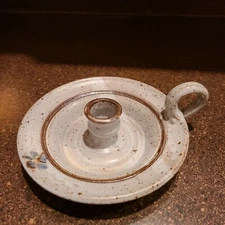 Salt Glaze 6.5"  CHAMBER STICK Candle Holder pottery candlestick