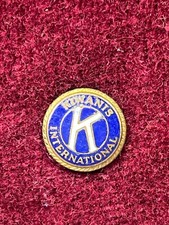 Gold Tone Kiwanis International Lapel Pin Enamel 3/8&rdquo; w/ screw back Vintage