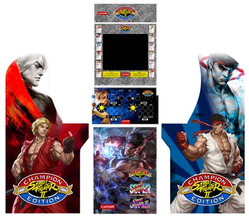 Arcade Gabinete 1up Graficos Obras De Arte Gabinete Completo Street Fighter Ii Ebay