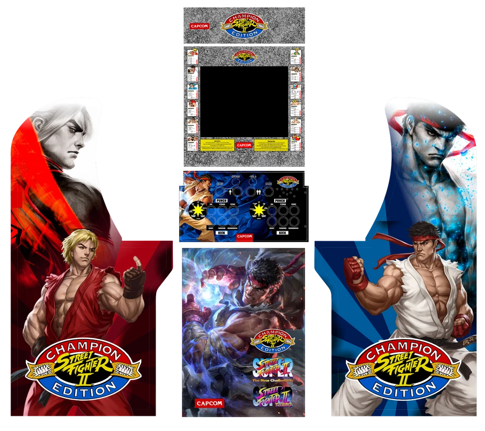 Arcade 1UP Cabinet graphics / artwork full cabinet - Street Fighter II