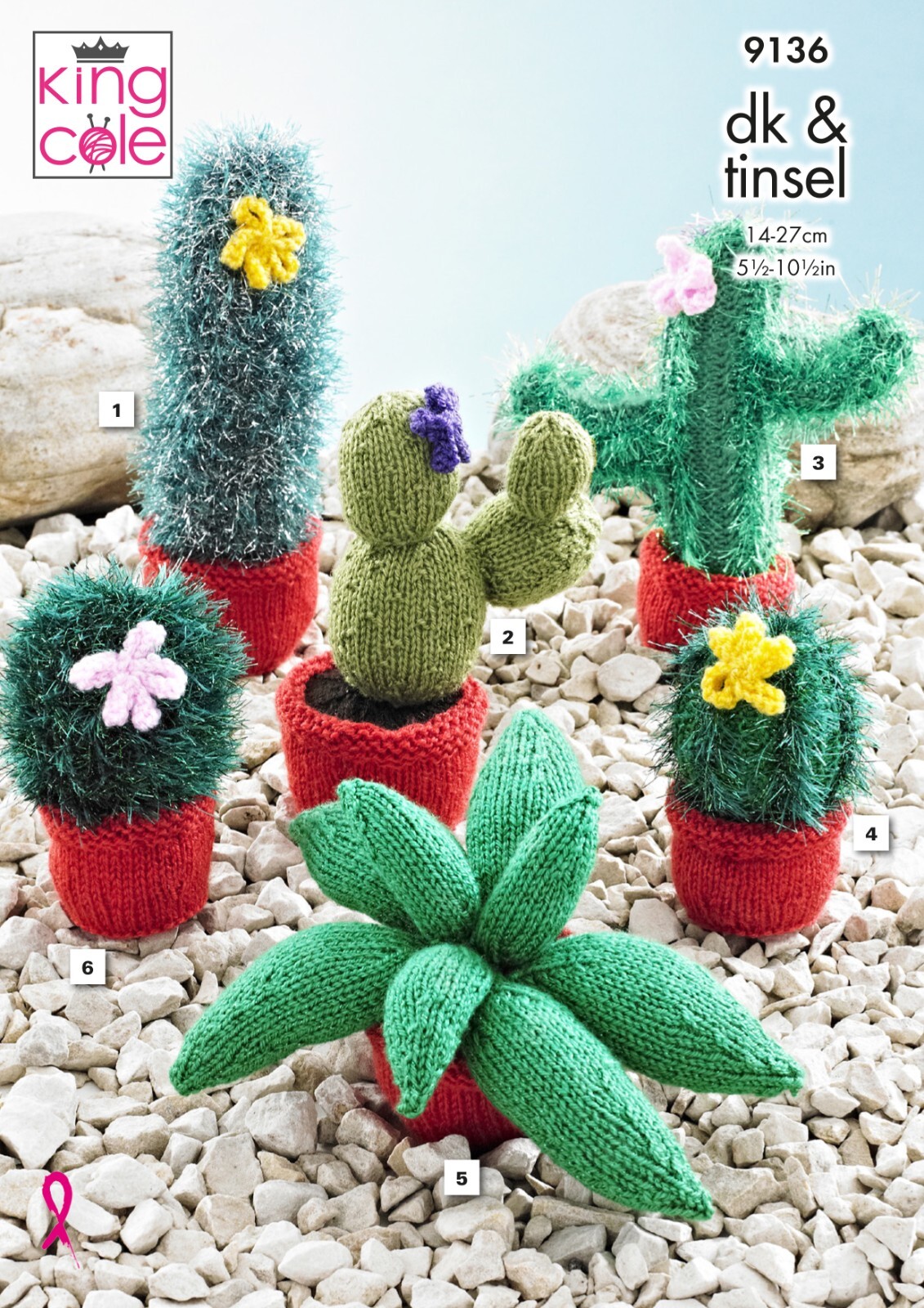 King Cole DK and Tinsel Knitting Pattern Cacti 9136 - Image 4