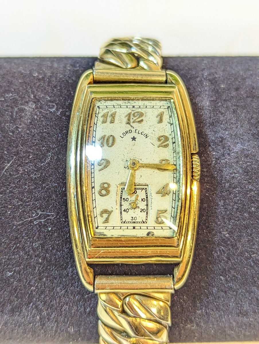 Vintage Lord Elgin wrist watch 1930's 14K gold filled case 19