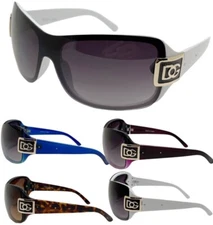 Women Shield Wrap Around Sunglasses Fashion Designer Shades Rimless One Lens