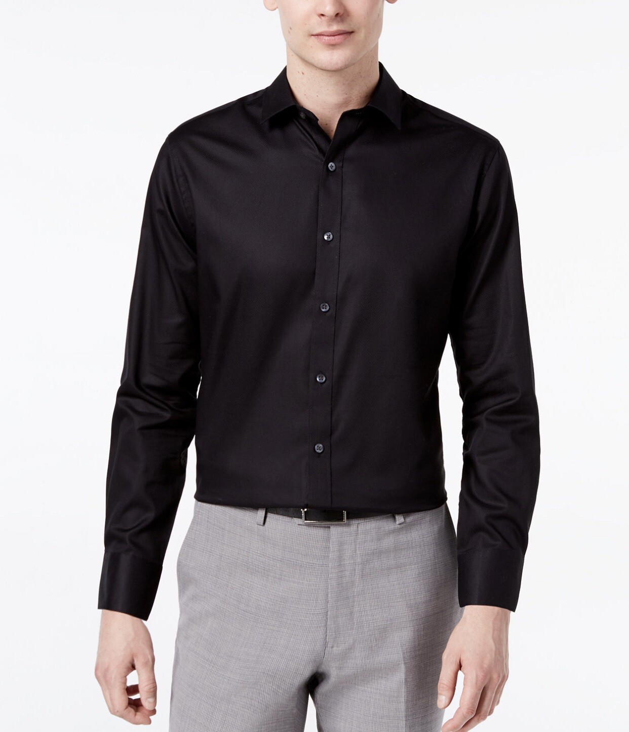 Bar III Mens Dress Shirt Black Size 