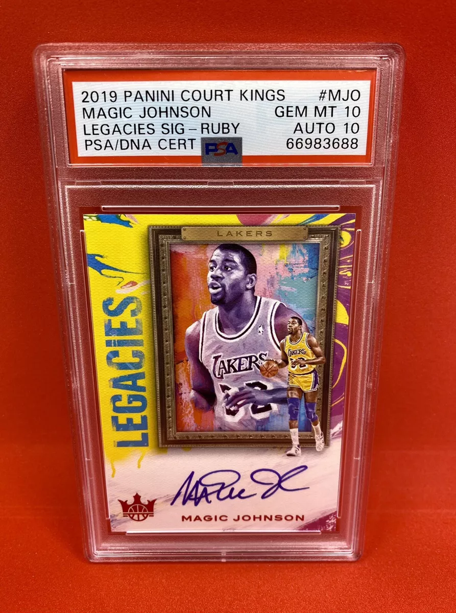 2019-20 Court Kings Pop 1!! PSA 10/Auto 10 Magic Johnson Ruby on Card Auto 13/35