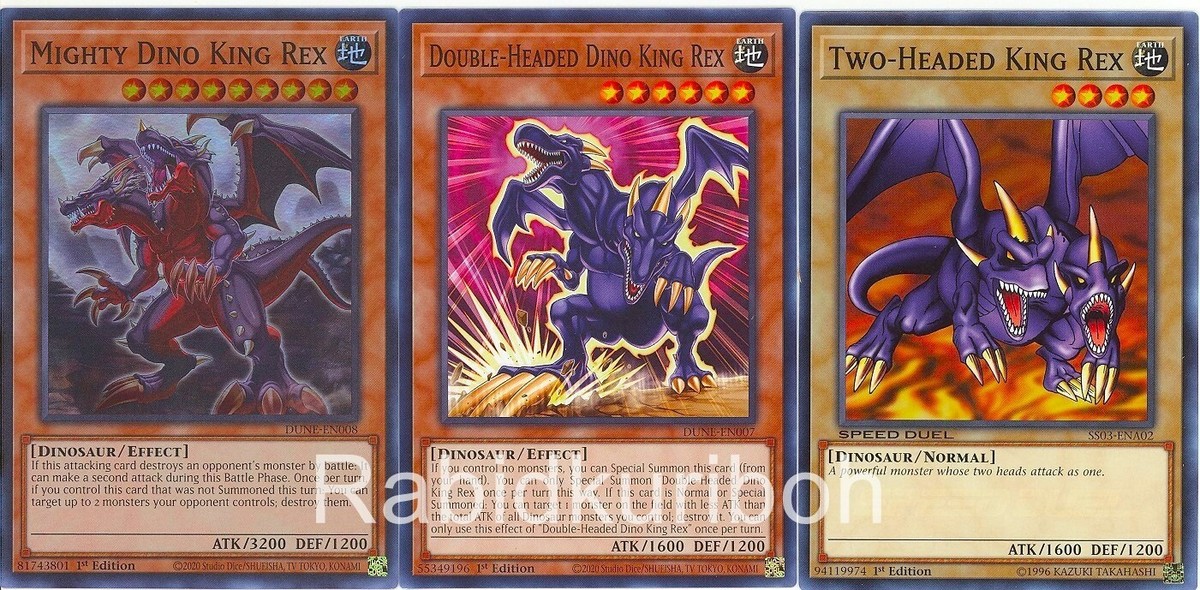 LALATOY TWO HEADED DINO KING 双生恐竜王 Yugioh Mighty Dino King Rex + Double-Headed Dino King Rex + Two
