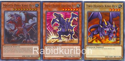 Yugioh Mighty Dino King Rex + Double-Headed Dino King Rex + Two
