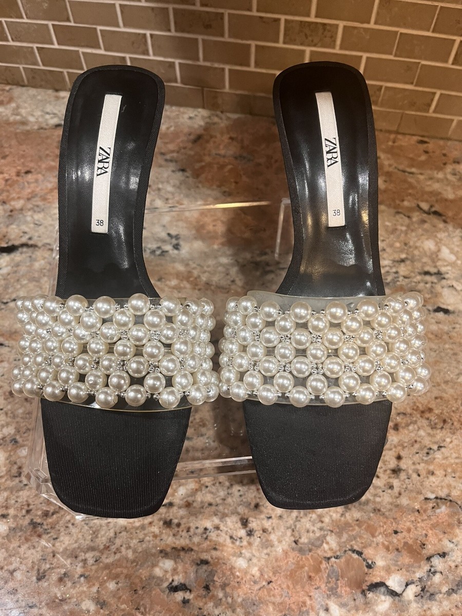 Sandalias Zara Faux Pearl Heeled Mujer Blancas Mujer Las Mejores