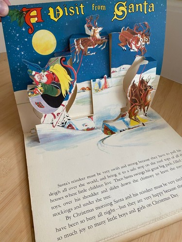 Christmas Time in Action Pop Up Book Vintage 1949 Antique Holiday Illustrated  - Picture 5 of 8