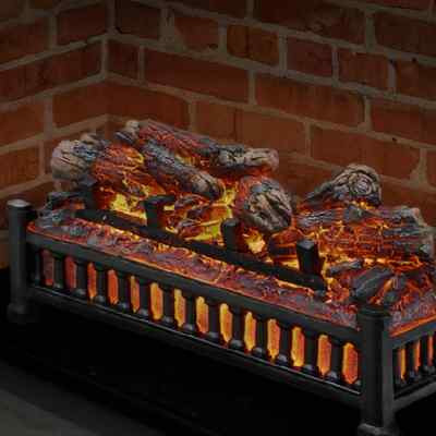 fireplace logs fake electric insert faux wood log glowing flame hearth crackling