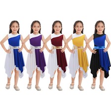 Girls Gown Lyrical Dresses Competition Dress Kids Costume Soft Dancewear Modern