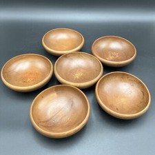 6 Vintage Wooden Bowls MCM Dark Wood USED Condition. SEE PICS. WEAR.