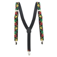 Zac's Alter Ego  Men/ Ladies Adjustable 25mm Width Rasta Leaf Braces/ Suspenders