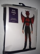 Devil Halloween Costume Child Youth Kid Jumpsuit Mask Wings Belt XL 14/16 NEW