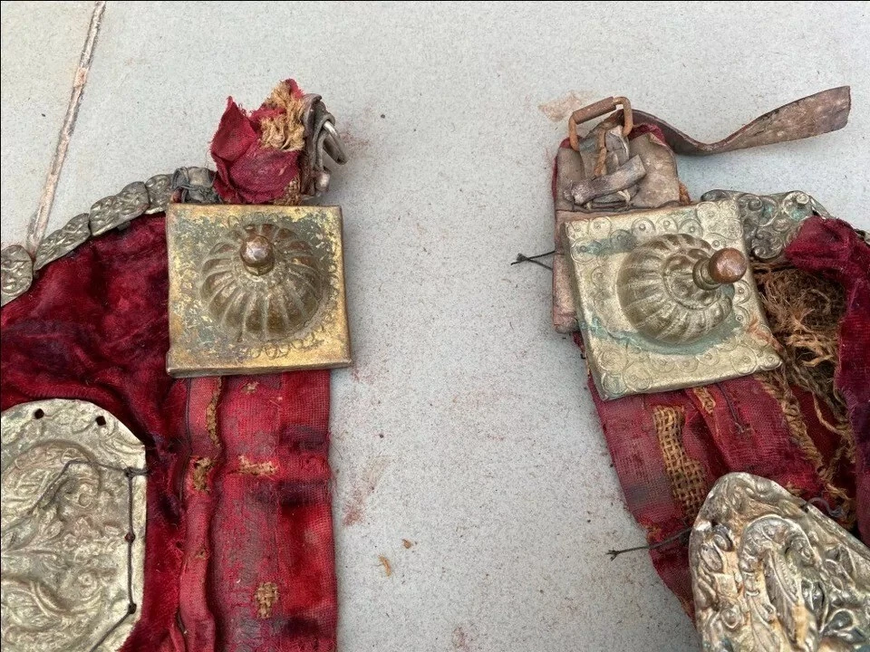 Panel de accesorios de joyería antigua tradicional elefante caballo oro cobre étnico Foto 4 de 4