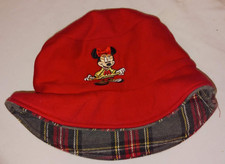 The Disney Store Minnie Mouse Bucket Hat Size M Red and Plaid Girls NWOT