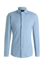BOSS Shirt Mens 15.5 39 Blue Button Up Slim Fit Luxury Performance HAYS 348
