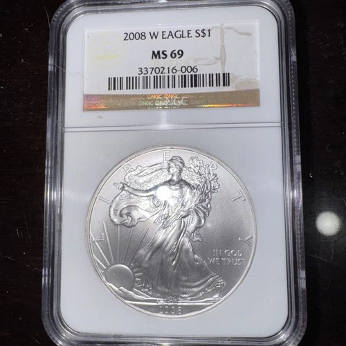 2008 American Silver Eagle NGC GEADED MS 69 Brown Label