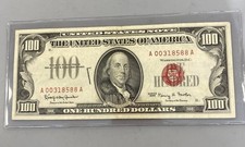 1966 US $100 Red Seal Note Fr.# 1550 w/teller stamp L24455