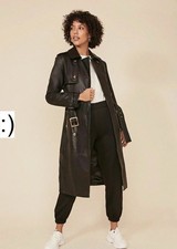 Oasis chocolate brown knee length leather trench coat £349