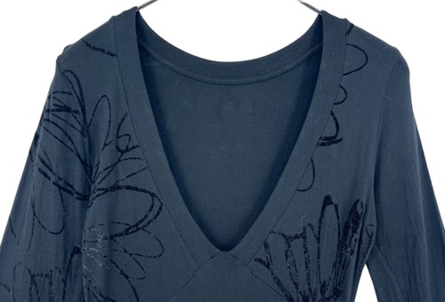 DESIGUAL Abito Donna Con Scollatura A V Maniche Lunghe Nero Taglia M - Foto 3 di 10