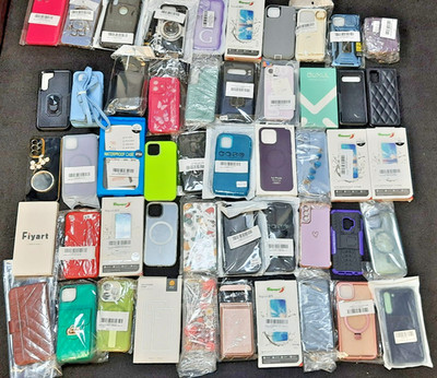 Bulk Lot of 38 Phone Cases, Decorated, Solids, Etc. For iPhone & Android