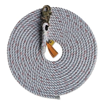 Rope Lifelines with Snap Hooks, 30 ft, Self-Locking Snap Hook, 310 lb 3M 