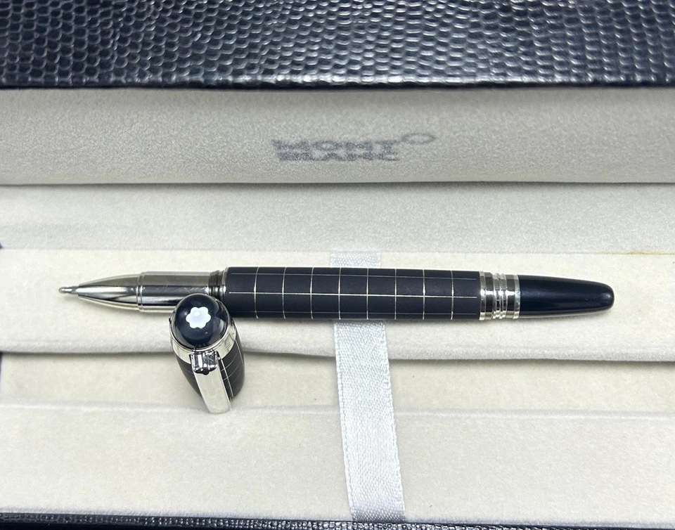 Penna a sfera Montblanc Starwalker Roller Check corpo nero + clip argento inchiostro nero - Immagine 4 di 4