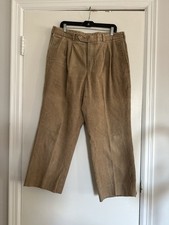 Vintage 90s Chaps Ralph Lauren Mens Corduroy Pants Tan Pleated Relaxed Fit 38x36