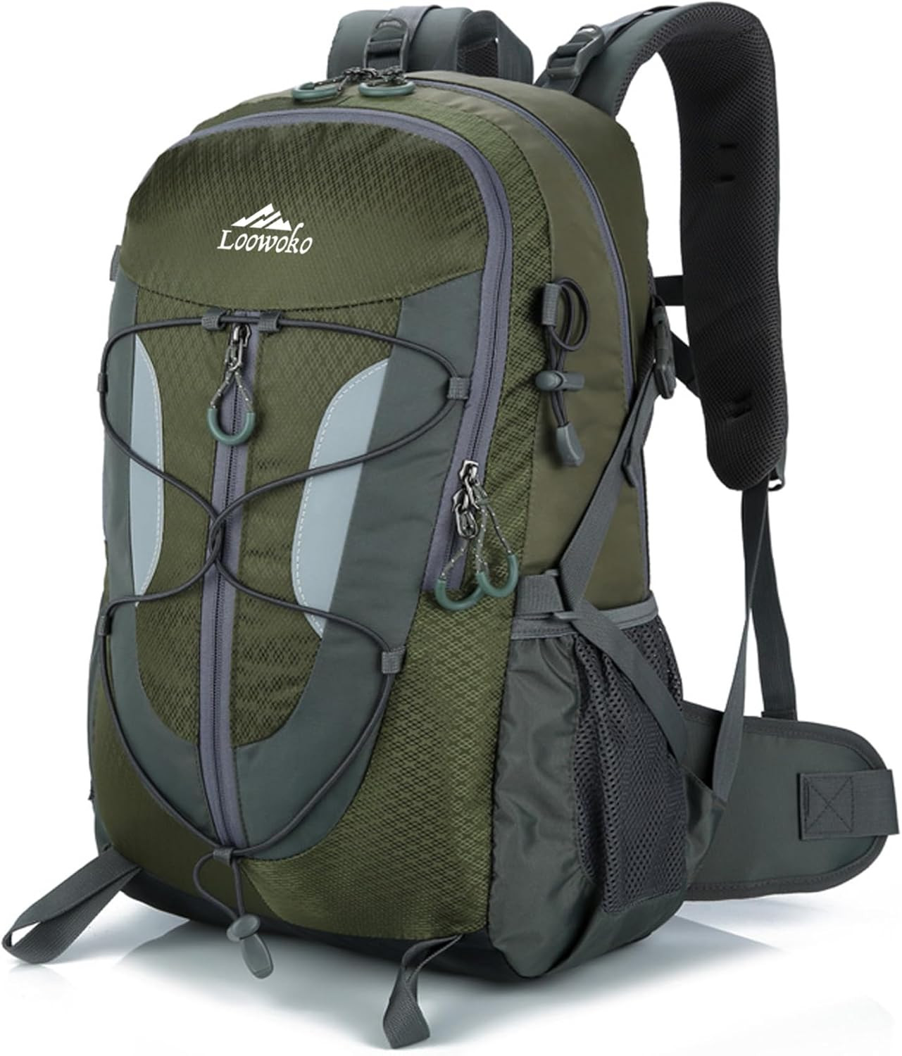 Loowoko Hiking Backpack, 40L Water Resistant Camping Backpack 40 liter, Green-image