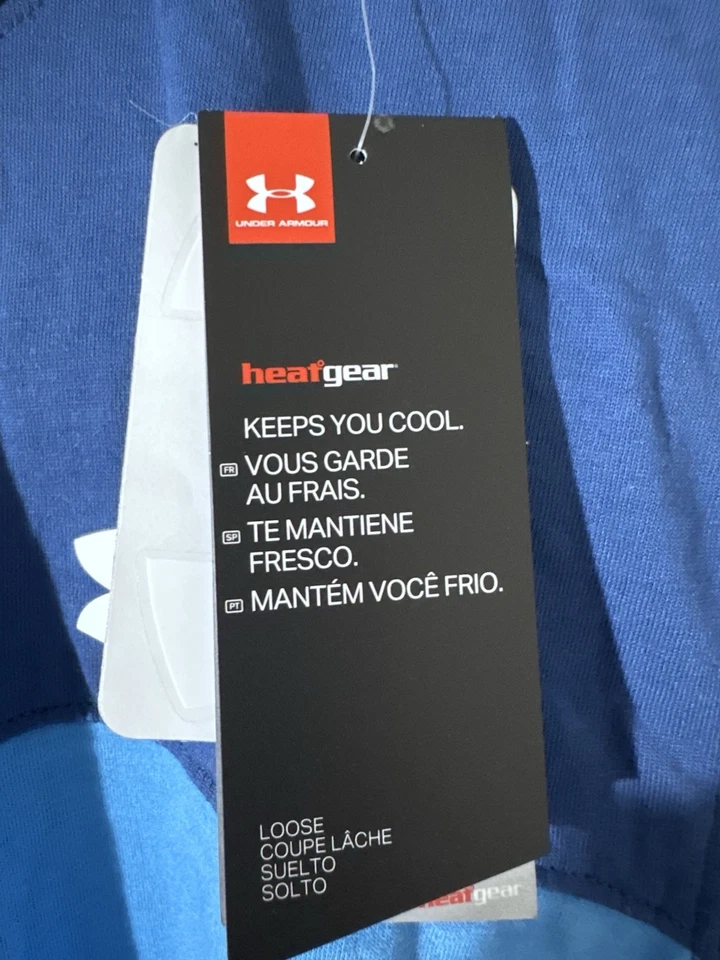 Under Armour Heatgear Youth XL Short Sleeve Blue Hoodie Shirt NEW - Image 4 of 4