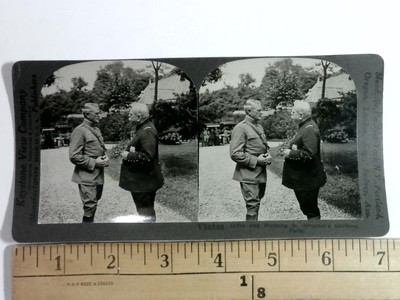 Joffre and Pershing in Governor's Gardens Paris Keystone Stereoview Card