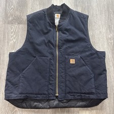 Vintage Carhartt Vest Navy Blue Insulated VO2-MOT Work Vest Artic Mens xxl XXL
