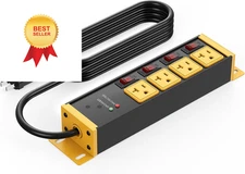 CCCEI Heavy Duty Surge Protector Power Strip 20 Amp Individual 6FT, Yellow 
