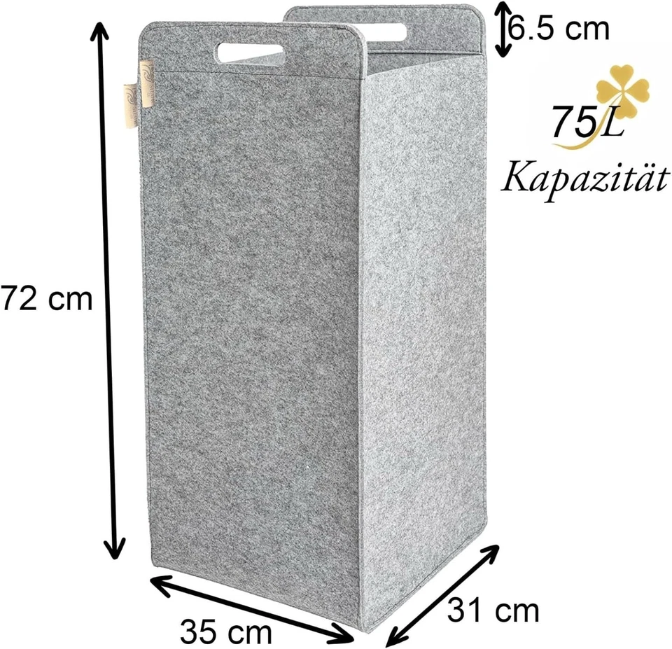 Wäschekorb XL Wäschebehälter Wäschesammler 75L Aufbewahrungskorb - Bild 4 von 4