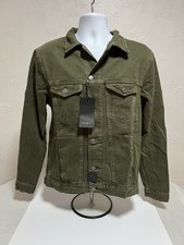 ZARA Men’s Relaxed Denim Jacket M Khaki Green Cotton Trucker Jacket NEWWith Tags