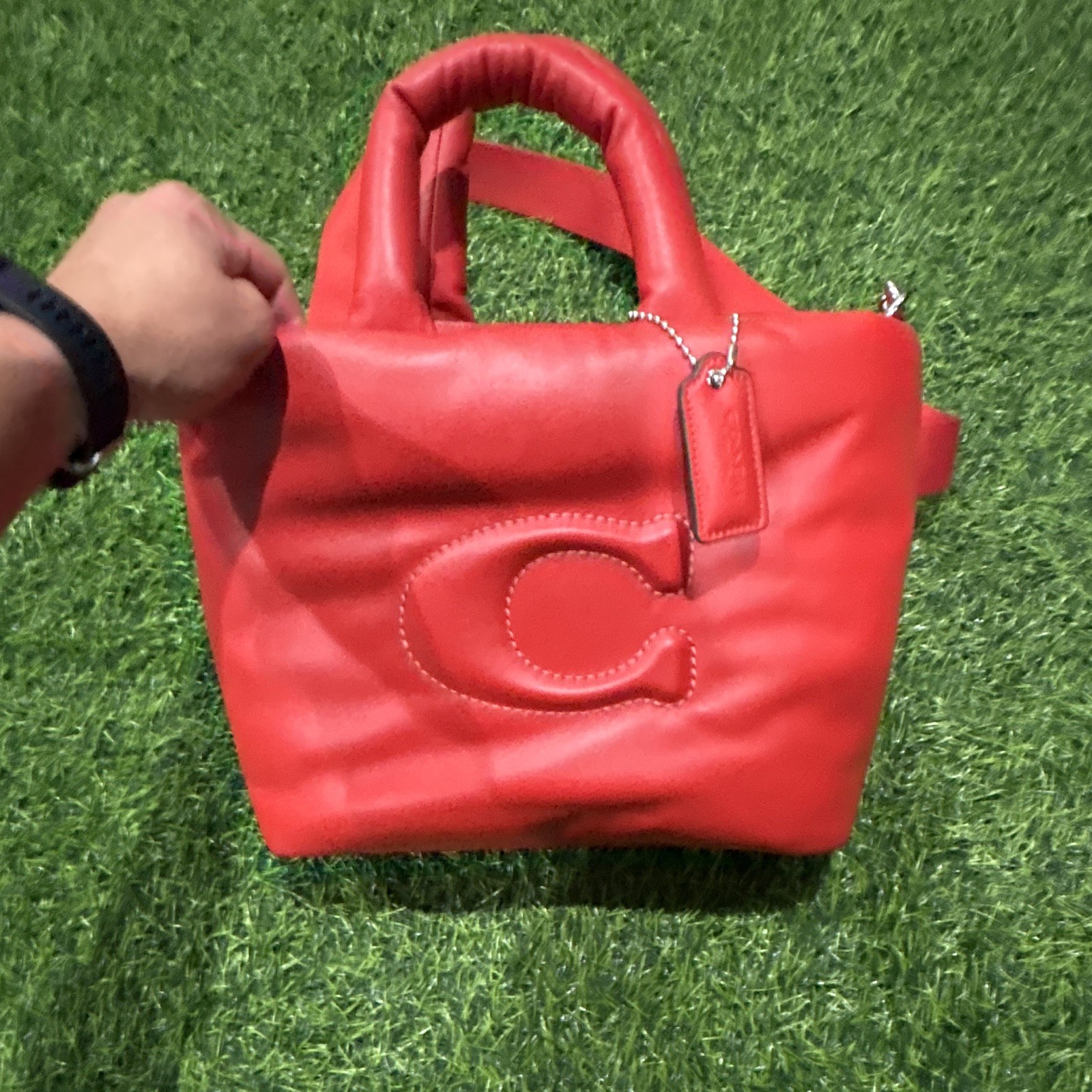 COACH Pillow purse Red Logo Satchel Top Handle Bag, Zip Closure, image 2