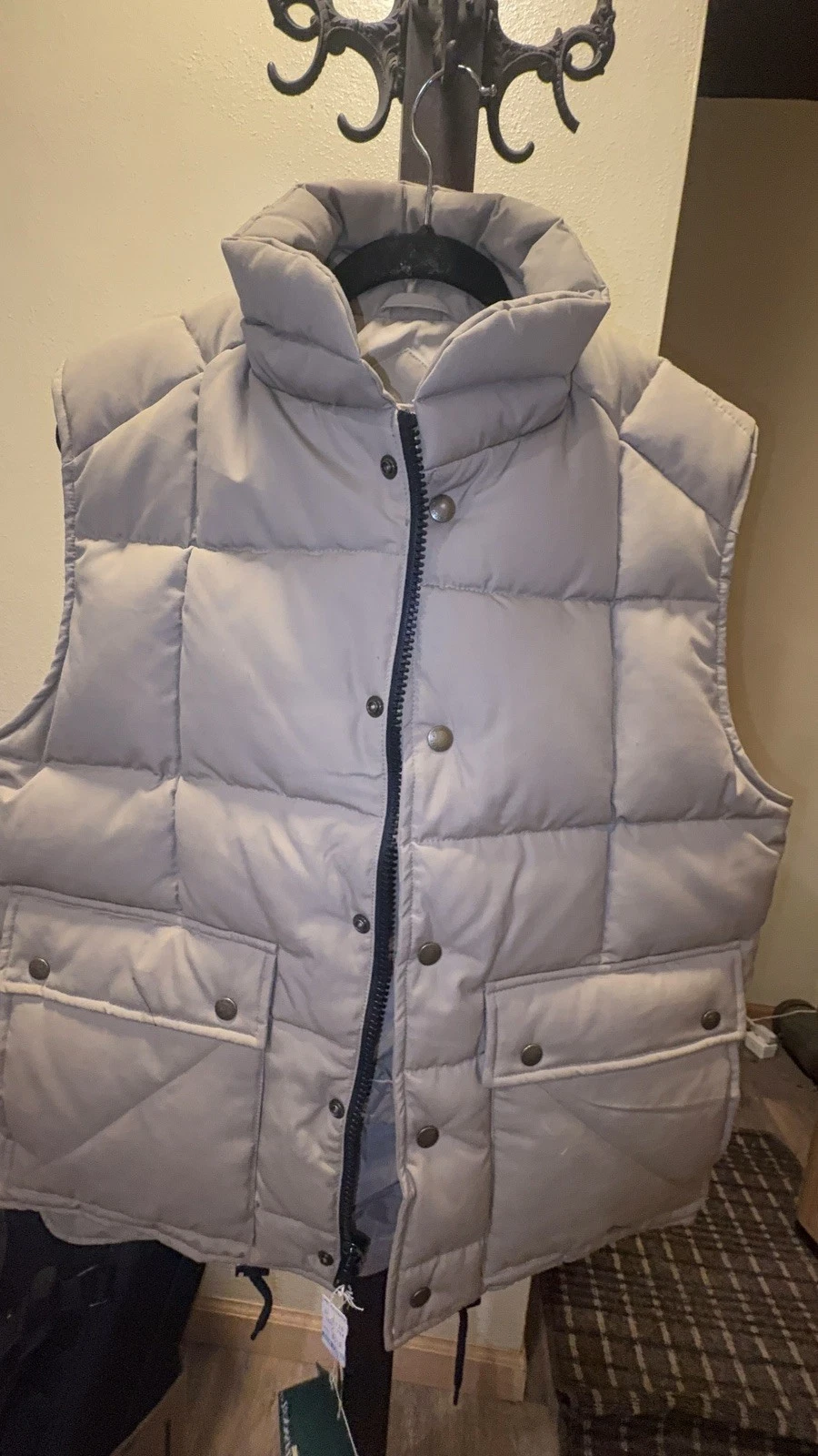 Vintage St Johns Bay Goose Down Puffer Vest Mens Medium Beige Ski 90s Outdoors