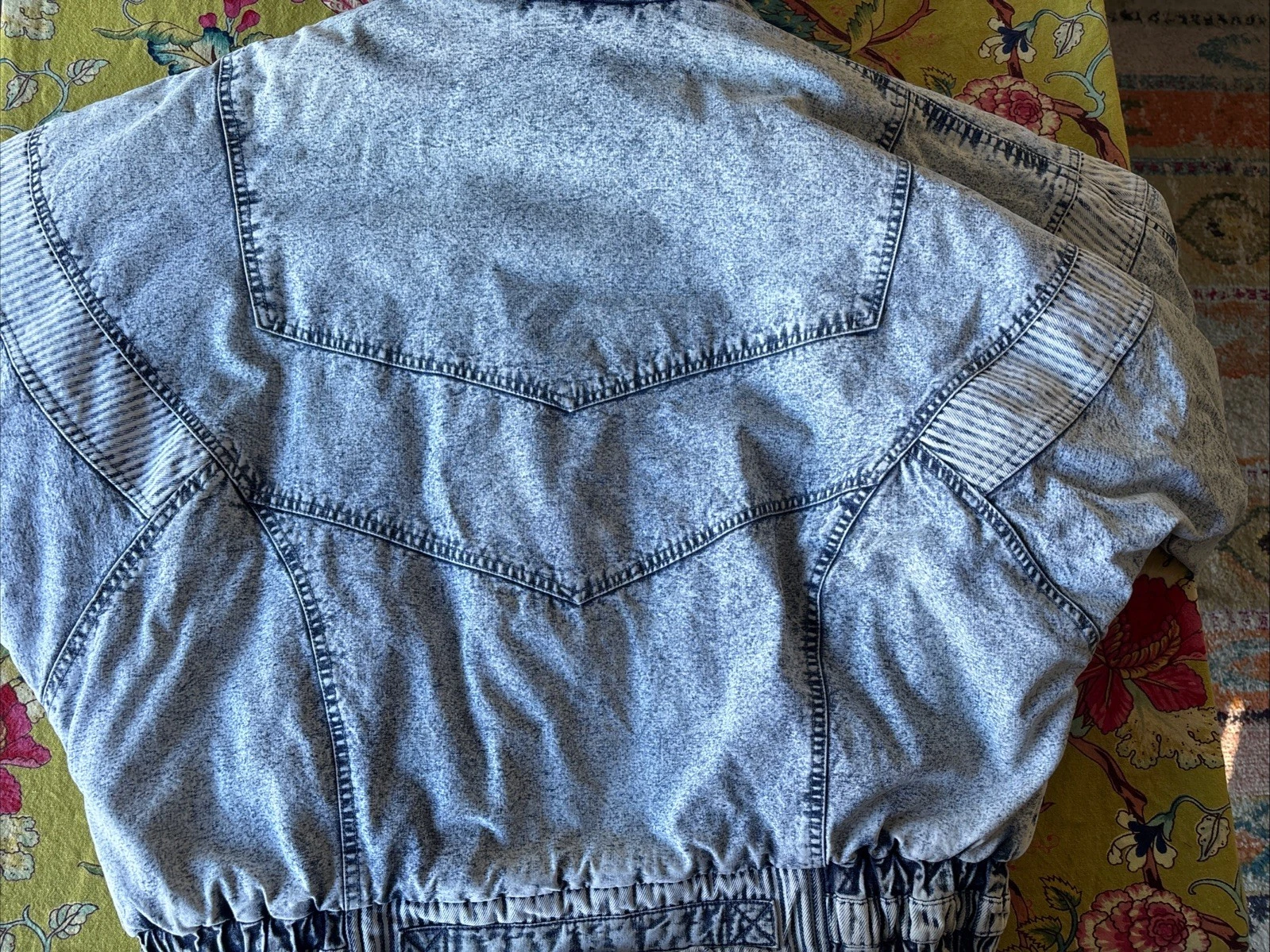 VTG! East West Med Acid Wash Denim Quilted Jacket 80’s 90’s Retro MINT! image 9