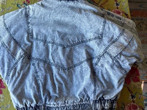 VTG! East West Med Acid Wash Denim Quilted Jacket 80’s 90’s Retro MINT! image 9