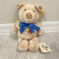 Steiff Poppy Pig Standing Plush NWT Ear Tag Pink 12 RARE HTF German