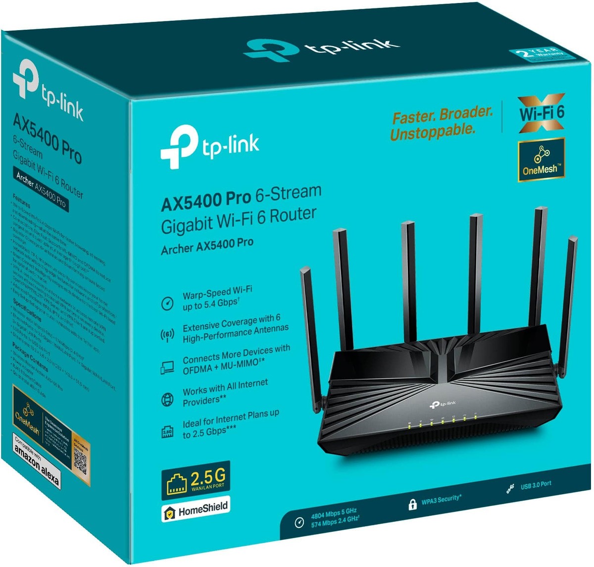 TP-Link - Archer AX5400 Pro Dual-Band Wi-Fi 6 Router - Black TP-Link - Archer AX5400 Pro Dual-Band Wi-Fi 6 Router - Black