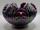 Fenton Carnival Glass Plum Opalescent Lotus Rose 7” Bowl Candle Holder Purple