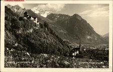 Vaduz, Liechtenstein View of Town 1931 Original Vintage Real Photo Postcard RPPC
