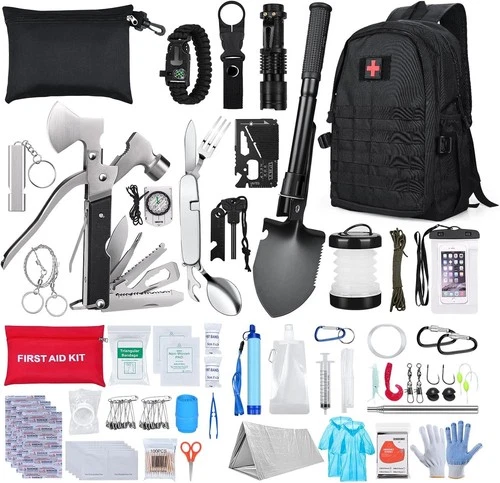 Survival Kit All-in-1 - Emergency Kit with First Aid Kit for Camping, Adventure